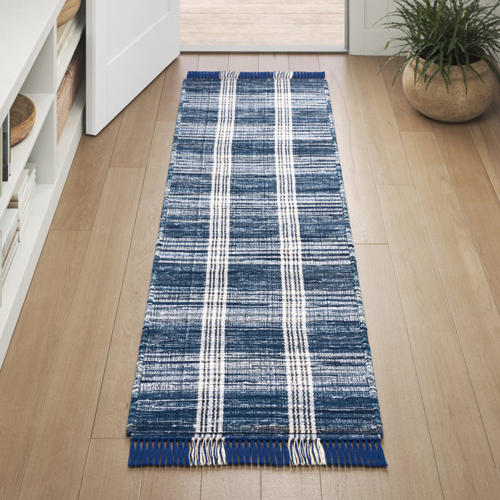 Sand & Stable Londyn Striped Handmade Flatweave Cotton Navy/Beige/Gray